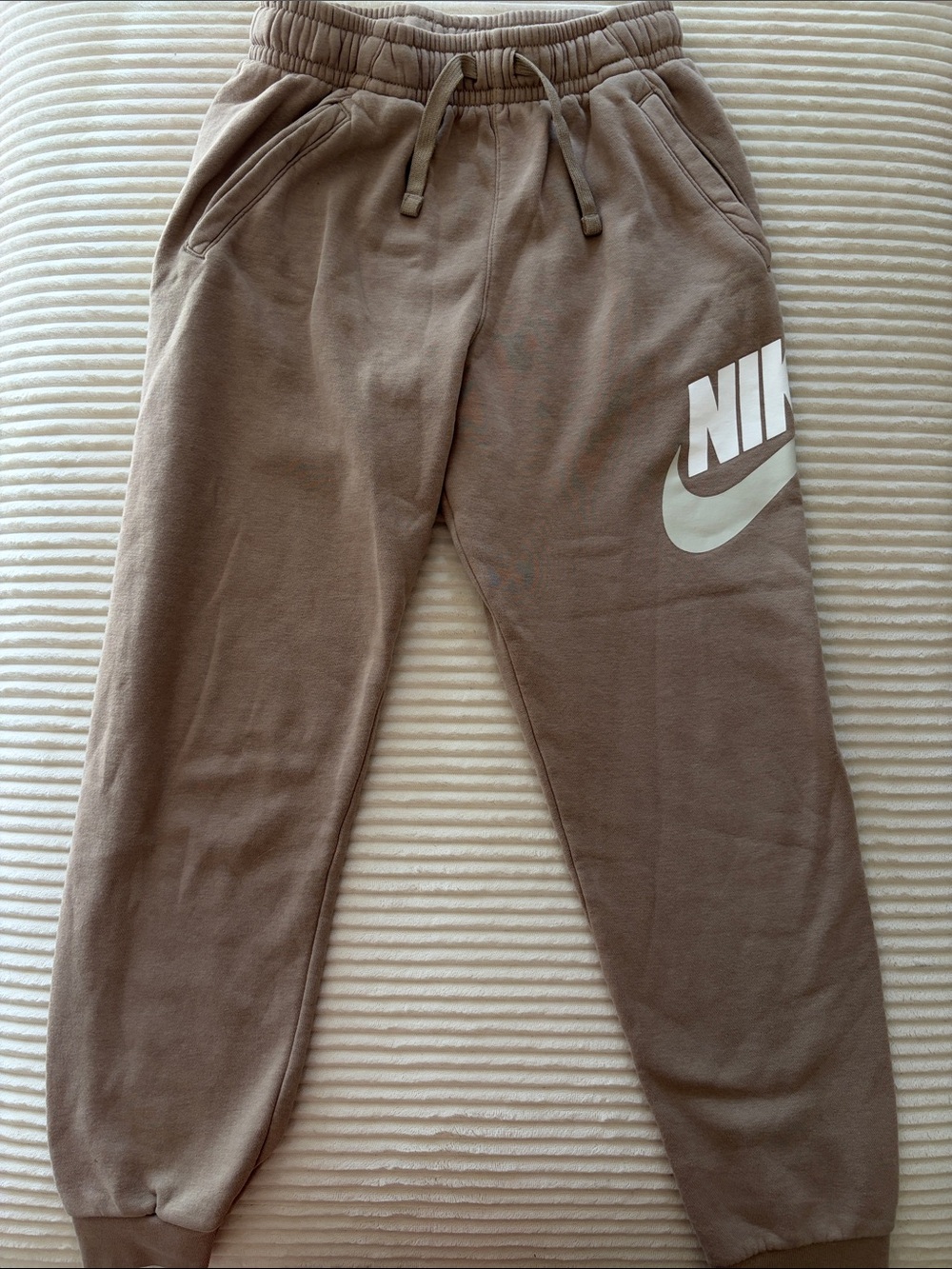 Nike Kids Taupe Jogger Pants with White Logo